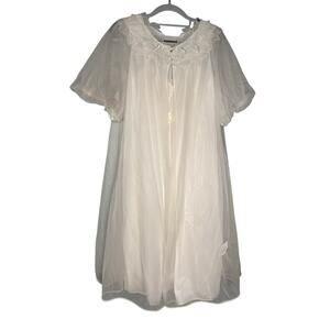Vintage 50s Laros two piece sleepwear set peignor and nightgown lace off white 